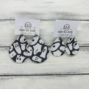 ZOEY (3 sizes available!) -  Leather Earrings  ||   BLACK & WHITE GHOST PRINT