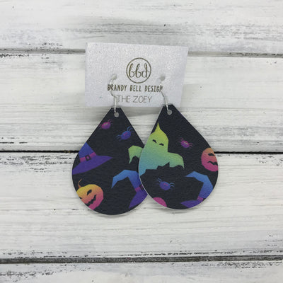 ZOEY (3 sizes available!) -  Leather Earrings  ||   MULTICOLOR HALLOWEEN PRINT