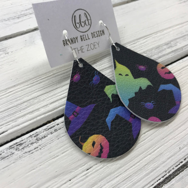 ZOEY (3 sizes available!) -  Leather Earrings  ||   MULTICOLOR HALLOWEEN PRINT