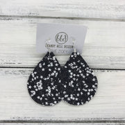 ZOEY (3 sizes available!) -  Leather Earrings  ||   BLACK & WHITE STAR GLITTER (FAUX LEATHER)