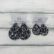 ZOEY (3 sizes available!) -  Leather Earrings  ||   BLACK & WHITE STAR GLITTER (FAUX LEATHER)