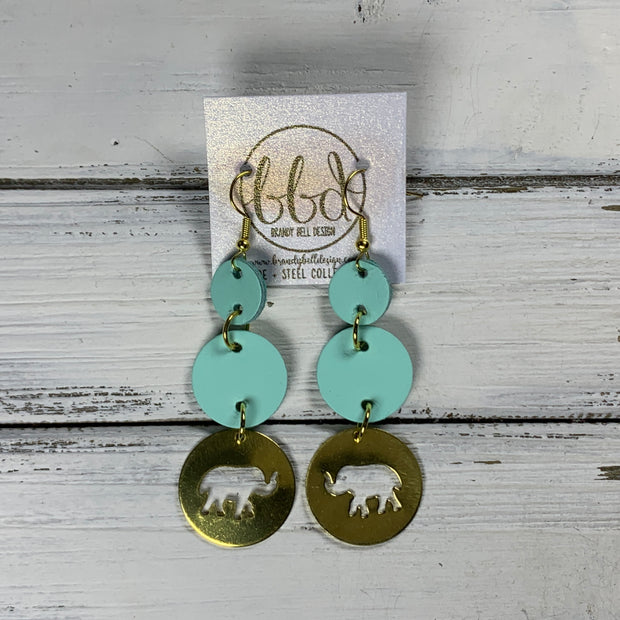 SUEDE + STEEL *Limited Edition* COLLECTION ||  <br> BRASS ELEPHANT CUT OUT  || MATTE AQUA MINT SMOOTH