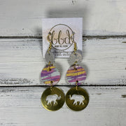 SUEDE + STEEL *Limited Edition* COLLECTION ||  <br> BRASS ELEPHANT CUT OUT  || SHIMMER ROSE GOLD, PURPLE BRUSHSTROKES ON CORK