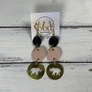 SUEDE + STEEL *Limited Edition* COLLECTION ||  <br> BRASS ELEPHANT CUT OUT  || SHIMMER BLACK, MATTE BLUSH PINK