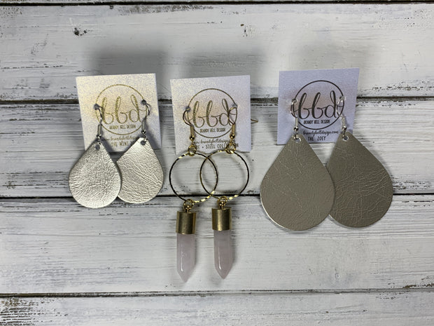 SUEDE + STEEL *Limited Edition* COLLECTION || <br> HOOP WITH BULLET POINT || <br> YELLOW QUARTZ AVENTURINE