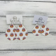 ZOEY (3 sizes available!) -  Leather Earrings  ||   UNICORN PUMPKIN PRINT (FAUX LEATHER)