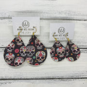 ZOEY (3 sizes available!) -  Leather Earrings  ||  SUGAR SKULLS (FAUX LEATHER)