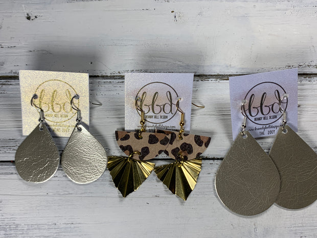 SUEDE + STEEL *Limited Edition* COLLECTION ||  <br> ACCORDION TRIANGLE    || <br> CARAMEL CHEETAH (*Choose triangle finish)