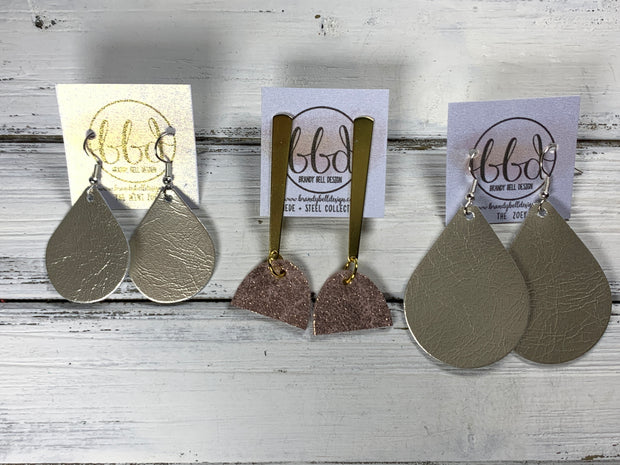 SUEDE + STEEL *Limited Edition* COLLECTION ||  <br> BRASS POST / STUD DROP   || <br> MATTE LILAC SMOOTH