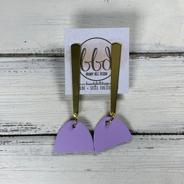 SUEDE + STEEL *Limited Edition* COLLECTION ||  <br> BRASS POST / STUD DROP   || <br> MATTE LILAC SMOOTH