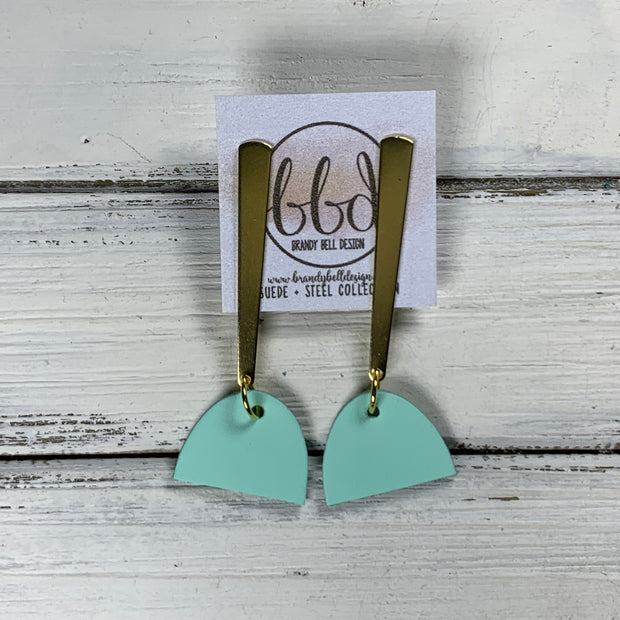 SUEDE + STEEL *Limited Edition* COLLECTION ||  <br> BRASS POST / STUD DROP   || <br> MATTE AQUA MINT SMOOTH