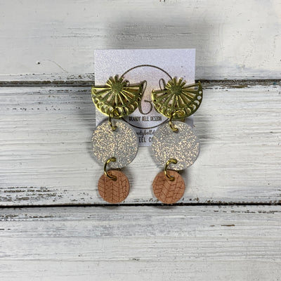 SUEDE + STEEL *Limited Edition* COLLECTION ||  <br> BRASS POST / STUD MOON PHASE   || <br> SHIMMER ROSE GOLD, PEACH PALMS