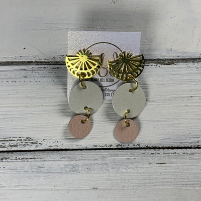SUEDE + STEEL *Limited Edition* COLLECTION ||  <br> BRASS POST / STUD MOON PHASE   || <br> PEARL WHITE, MATTE BLUSH PINK