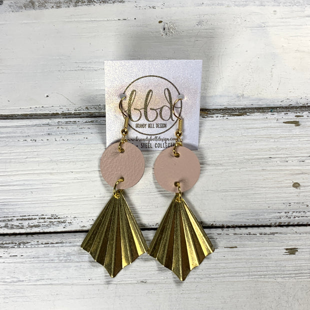 SUEDE + STEEL *Limited Edition* COLLECTION ||  <br> LONG ACCORDION FAN    || <br> MATTE BLUSH PINK