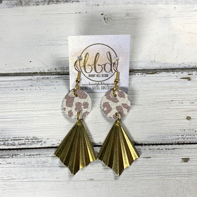 SUEDE + STEEL *Limited Edition* COLLECTION ||  <br> LONG ACCORDION FAN    || <br>  NUDE LEOPARD