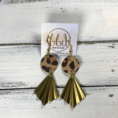 SUEDE + STEEL *Limited Edition* COLLECTION ||  <br> LONG ACCORDION FAN    || <br>  CARAMEL CHEETAH