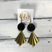 SUEDE + STEEL *Limited Edition* COLLECTION ||  <br> LONG ACCORDION FAN    || <br>  MATTE BLACK