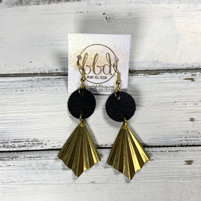 SUEDE + STEEL *Limited Edition* COLLECTION ||  <br> LONG ACCORDION FAN    || <br>  MATTE BLACK