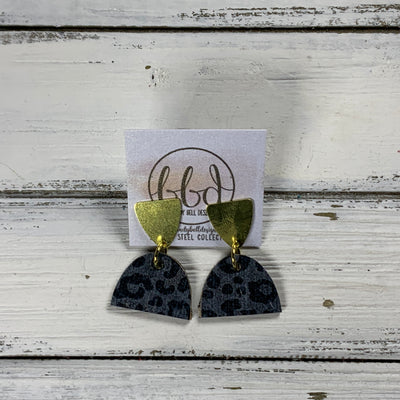 SUEDE + STEEL *Limited Edition* COLLECTION ||  <br> GOLD POST / STUD TRIANGLE  || <br>  BLACK & GRAY ANIMAL PRINT CORK