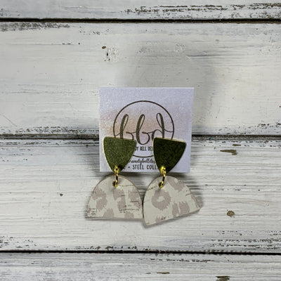 SUEDE + STEEL *Limited Edition* COLLECTION ||  <br> GOLD POST / STUD TRIANGLE  || <br>  NUDE LEOPARD CORK