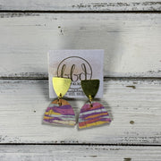 SUEDE + STEEL *Limited Edition* COLLECTION ||  <br> GOLD POST / STUD TRIANGLE  || <br>  PURPLE MULTICOLOR BRUSHSTROKES CORK