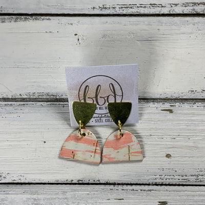 SUEDE + STEEL *Limited Edition* COLLECTION ||  <br> GOLD POST / STUD TRIANGLE  || <br>  PINK & WHITE BRUSHSTROKES CORK