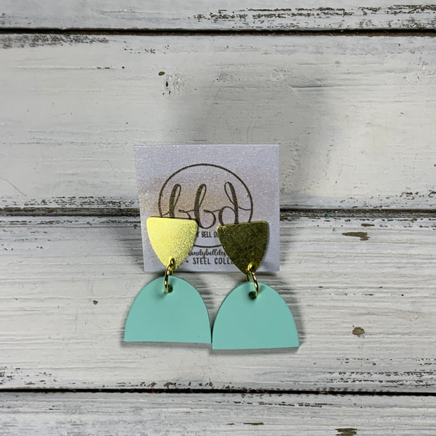 SUEDE + STEEL *Limited Edition* COLLECTION ||  <br> GOLD POST / STUD TRIANGLE  || <br>  MATTE AQUA MINT SMOOTH
