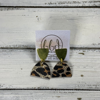SUEDE + STEEL *Limited Edition* COLLECTION ||  <br> GOLD POST / STUD TRIANGLE  || <br>  GLITTER GOLD ANIMAL PRINT