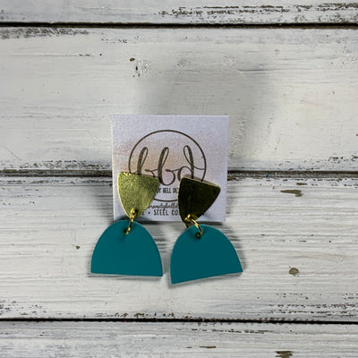 SUEDE + STEEL *Limited Edition* COLLECTION ||  <br> GOLD POST / STUD TRIANGLE  || <br>  MATTE TURQUOISE SMOOTH