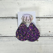 ZOEY (3 sizes available!) -  Leather Earrings  ||  IRIDESCENT PURPLE GLITTER (FAUX LEATHER)