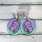 SUEDE + STEEL *Limited Edition* COLLECTION || <BR> GOLD FEMALE SILHOUETTE LARGE <BR> MATTE LILAC SMOOTH, MATTE AQUA MINT SMOOTH