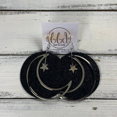 *GOLD MOON ONLY!* SUEDE + STEEL *Limited Edition* COLLECTION || <BR> EXTRA LARGE MOON W/ STAR <BR> SHIMMER BLACK (*OR WRITE IN COLOR CHOICE)