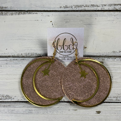 *GOLD MOON ONLY!* SUEDE + STEEL *Limited Edition* COLLECTION || <BR> EXTRA LARGE MOON W/ STAR <BR> SHIMMER VINTAGE PINK (*OR WRITE IN COLOR CHOICE)