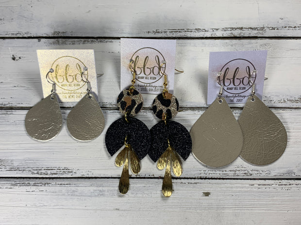 SUEDE + STEEL *Limited Edition* COLLECTION || <BR> GOLD LEAVES <BR> GLITTER GOLD CORK, MATTE WHITE