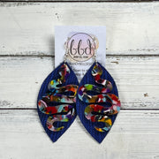 ACRYLIC & LEATHER *LIMITED EDITION* - Leather Earrings  ||    <BR> COBALT PALMS, <BR> ACRYLIC SNAKE