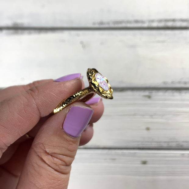 SUEDE + STEEL *Limited Edition* COLLECTION ||  <br> Adjustable Raw Brass Ring ||  ROSE GOLD GLITTER CORK