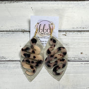 ACRYLIC & LEATHER *LIMITED EDITION* - Leather Earrings  ||    <BR> SHIMMER ROSE GOLD, <BR> ACRYLIC SNAKE