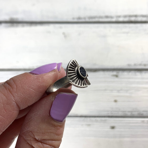 SUEDE + STEEL *Limited Edition* COLLECTION ||  <br> Adjustable Raw Brass Ring || SILVER  WITH NEON ORANGE SAFFIANO
