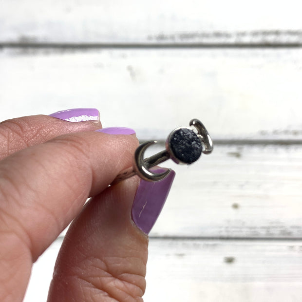 SUEDE + STEEL *Limited Edition* COLLECTION ||  <br> Adjustable Raw Brass Ring || SILVER MOONS  WITH MATTE LILAC