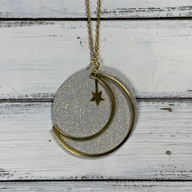 *GOLD MOON ONLY!* SUEDE + STEEL *Limited Edition* COLLECTION || <BR> EXTRA LARGE MOON W/ STAR NECKLACE <BR> SHIMMER ROSE GOLD (*OR WRITE IN COLOR CHOICE)