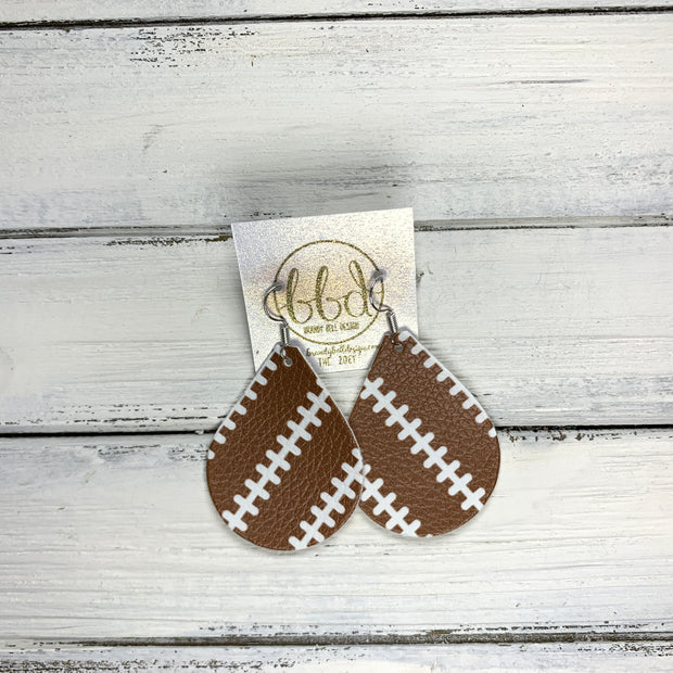ZOEY (3 sizes available!) -  Leather Earrings  ||   FOOTBALL PRINT (FAUX LEATHER)
