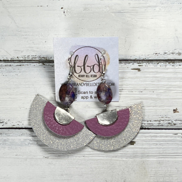 SUEDE + STEEL *OOAK* COLLECTION || Leather Earrings || <BR> MATTE MAUVE, <BR> SHIMMER ROSE GOLD
