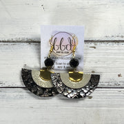 SUEDE + STEEL *OOAK* COLLECTION || Leather Earrings || <BR> SHIMMER GOLD, <BR> SILVER/BLACK/GOLD SNAKE PRINT