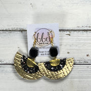 SUEDE + STEEL *OOAK* COLLECTION || Leather Earrings || <BR> NAVY & GOLD GLITTER (FAUX LEATHER), <BR> METALLIC GOLD PANAMA WEAVE