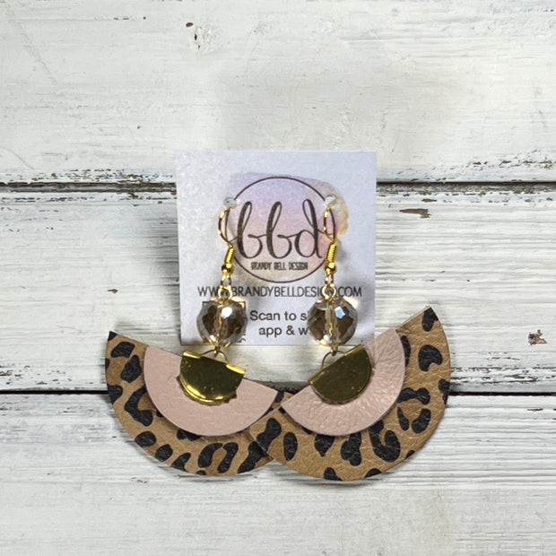 SUEDE + STEEL *OOAK* COLLECTION || Leather Earrings || <BR> MATTE BLUSH PINK, <BR> CARAMEL CHEETAH