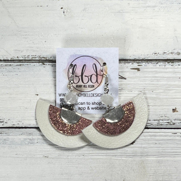 SUEDE + STEEL *OOAK* COLLECTION || Leather Earrings || <BR> VINTAGE SHIMMER PINK, <BR> PEARL WHITE