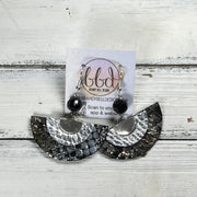 SUEDE + STEEL *OOAK* COLLECTION || Leather Earrings || <BR> METALLIC SILVER PEBBLED, <BR> SILVER/BLACK/GOLD SNAKE PRINT
