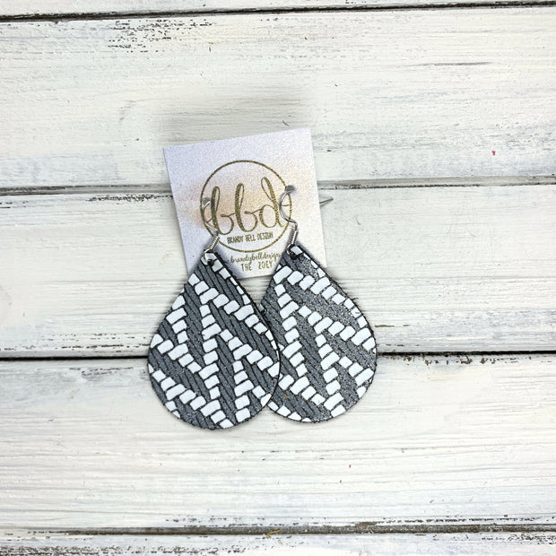 ZOEY (3 sizes available!) -  Leather Earrings  ||   BLACK & WHITE CHEVRON
