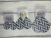 ZOEY (3 sizes available!) -  Leather Earrings  ||   BLACK & WHITE CHEVRON