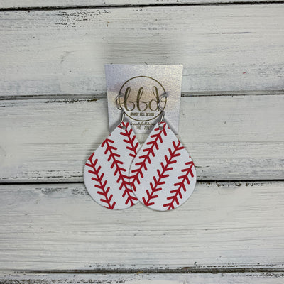 ZOEY (3 sizes available!) -  Leather Earrings  ||   BASEBALL THREADS (NOT REAL LEATHER)